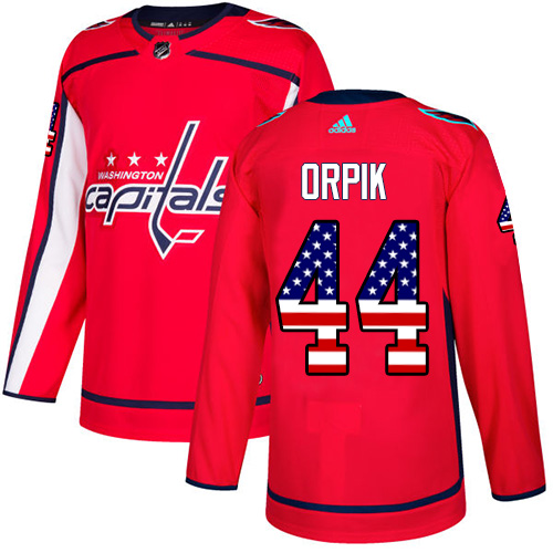 Adidas Capitals #44 Brooks Orpik Red Home Authentic USA Flag Stitched NHL Jersey