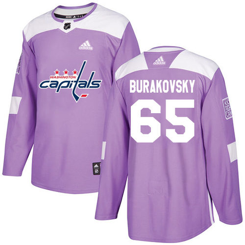 Adidas Capitals #65 Andre Burakovsky Purple Authentic Fights Cancer Stitched NHL Jersey - Click Image to Close