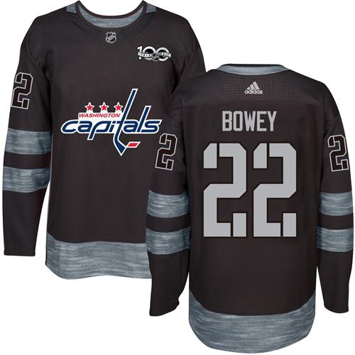 Adidas Capitals #22 Madison Bowey Black 1917-2017 100th Anniversary Stitched NHL Jersey