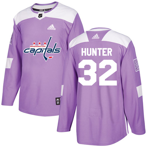 Adidas Capitals #32 Dale Hunter Purple Authentic Fights Cancer Stitched NHL Jersey - Click Image to Close