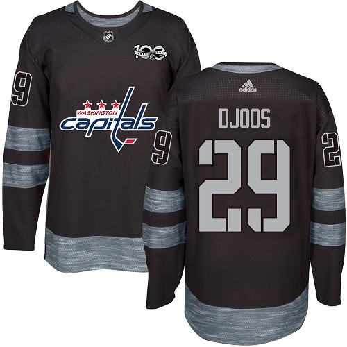 Adidas Capitals #29 Christian Djoos Black 1917-2017 100th Anniversary Stitched NHL Jersey