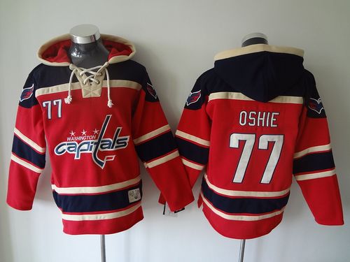 Capitals #77 T.J Oshie Red Sawyer Hooded Sweatshirt Stitched NHL Jersey - Click Image to Close