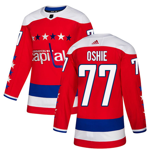 Adidas Capitals #77 T.J. Oshie Red Alternate Authentic Stitched NHL Jersey - Click Image to Close