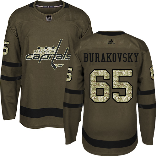 Adidas Capitals #65 Andre Burakovsky Green Salute to Service Stitched NHL Jersey - Click Image to Close