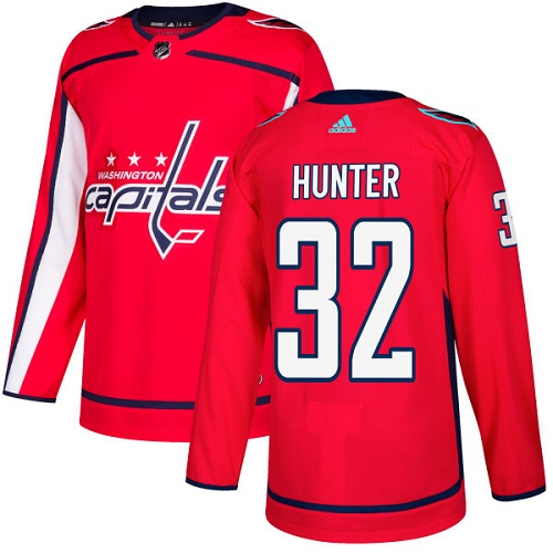 Adidas Capitals #32 Dale Hunter Red Home Authentic Stitched NHL Jersey - Click Image to Close