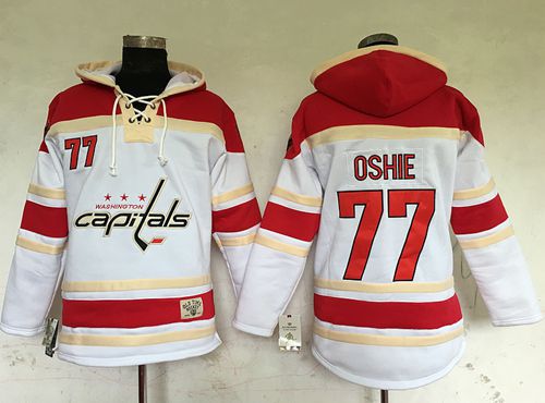 Capitals #77 T.J Oshie White Sawyer Hooded Sweatshirt Stitched NHL Jersey