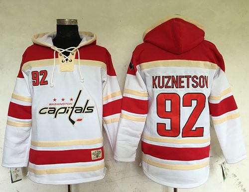 Capitals #92 Evgeny Kuznetsov White Sawyer Hooded Sweatshirt Stitched NHL Jersey