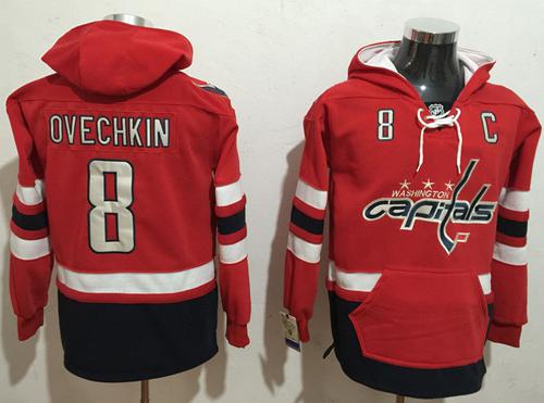 Capitals #8 Alex Ovechkin Red Name & Number Pullover NHL Hoodie