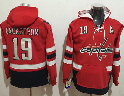 Capitals #19 Nicklas Backstrom Red Name & Number Pullover NHL Hoodie