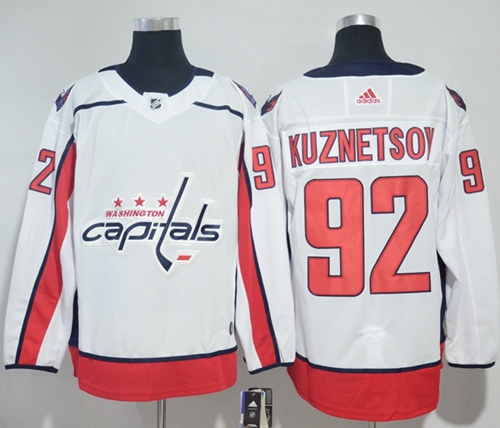 Adidas Capitals #92 Evgeny Kuznetsov White Road Authentic Stitched NHL Jersey