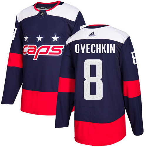 Adidas Capitals #8 Alex Ovechkin Navy Authentic 2018 Stadium Series Stitched NHL Jersey - Click Image to Close