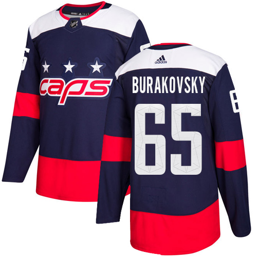 Adidas Capitals #65 Andre Burakovsky Navy Authentic 2018 Stadium Series Stitched NHL Jersey - Click Image to Close