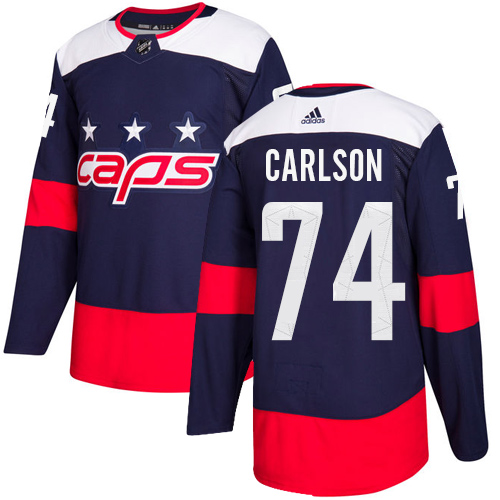 Adidas Capitals #74 John Carlson Navy Authentic 2018 Stadium Series Stitched NHL Jersey - Click Image to Close