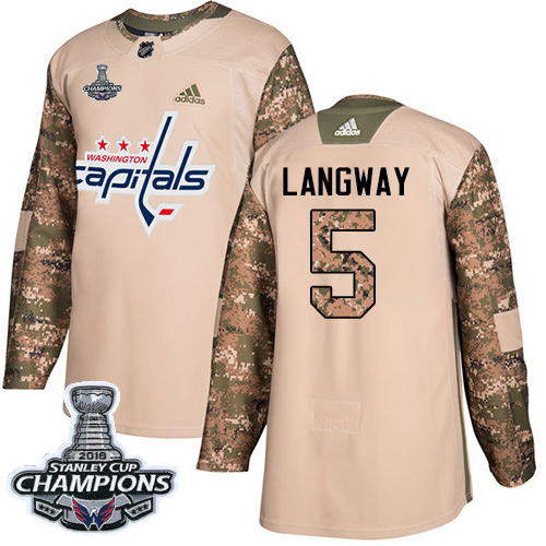 Adidas Capitals #5 Rod Langway Camo Authentic 2017 Veterans Day Stanley Cup Final Champions Stitched NHL Jersey