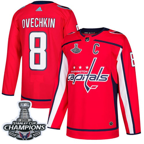 Adidas Capitals #8 Alex Ovechkin Red Home Authentic Stanley Cup Final Champions Stitched NHL Jersey