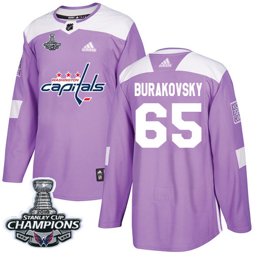 Adidas Capitals #65 Andre Burakovsky Purple Authentic Fights Cancer Stanley Cup Final Champions Stitched NHL Jersey - Click Image to Close