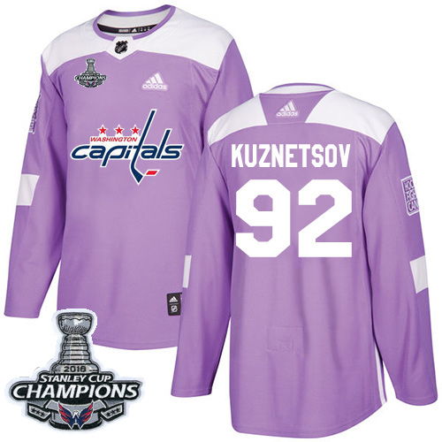 Adidas Capitals #92 Evgeny Kuznetsov Purple Authentic Fights Cancer Stanley Cup Final Champions Stitched NHL Jersey