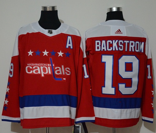 Adidas Capitals #19 Nicklas Backstrom Red Alternate Authentic Stitched NHL Jersey