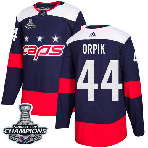 Adidas Capitals #44 Brooks Orpik Navy Authentic 2018 Stadium Series Stanley Cup Final Champions Stitched NHL Jersey - Click Image to Close