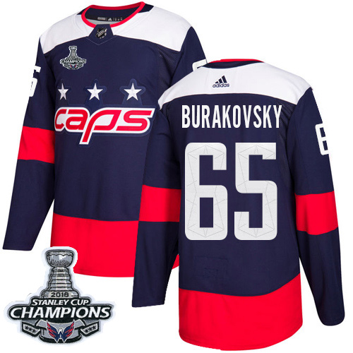 Adidas Capitals #65 Andre Burakovsky Navy Authentic 2018 Stadium Series Stanley Cup Final Champions Stitched NHL Jersey - Click Image to Close