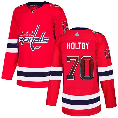 Adidas Capitals #70 Braden Holtby Red Home Authentic Drift Fashion Stitched NHL Jersey - Click Image to Close