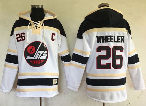 Jets #26 Blake Wheeler White Sawyer Hooded Sweatshirt Stitched NHL Jersey