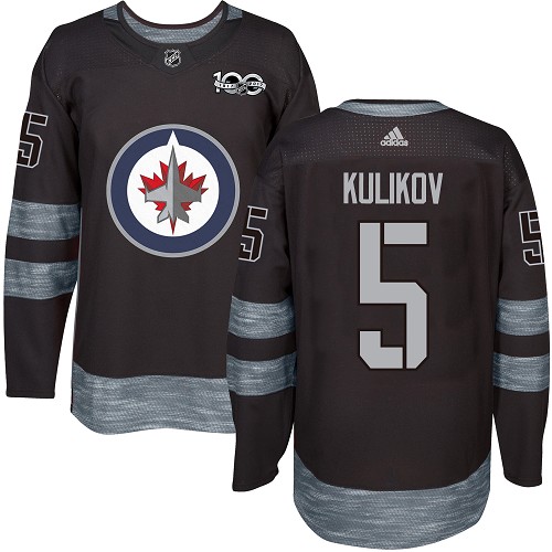 Adidas Jets #5 Dmitry Kulikov Black 1917-2017 100th Anniversary Stitched NHL Jersey