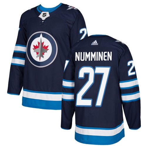 Adidas Jets #27 Teppo Numminen Navy Blue Home Authentic Stitched NHL Jersey - Click Image to Close