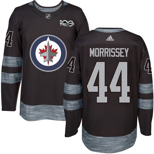 Adidas Jets #44 Josh Morrissey Black 1917-2017 100th Anniversary Stitched NHL Jersey - Click Image to Close