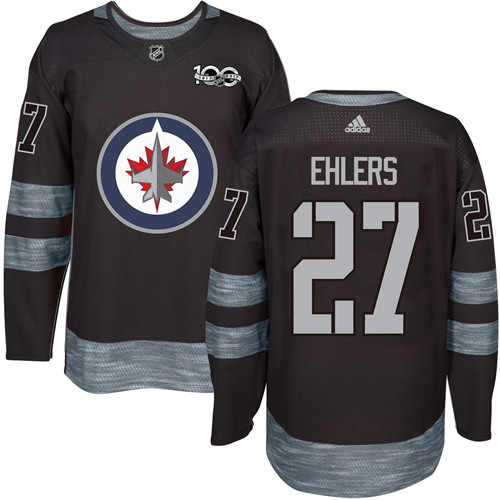 Adidas Jets #27 Nikolaj Ehlers Black 1917-2017 100th Anniversary Stitched NHL Jersey