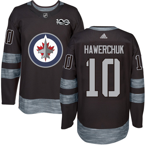 Adidas Jets #10 Dale Hawerchuk Black 1917-2017 100th Anniversary Stitched NHL Jersey