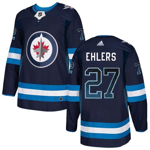 Adidas Jets #27 Nikolaj Ehlers Navy Blue Home Authentic Drift Fashion Stitched NHL Jersey