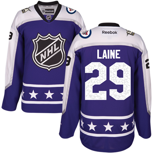 Jets #29 Patrik Laine Purple 2017 All-Star Central Division Stitched NHL Jersey - Click Image to Close