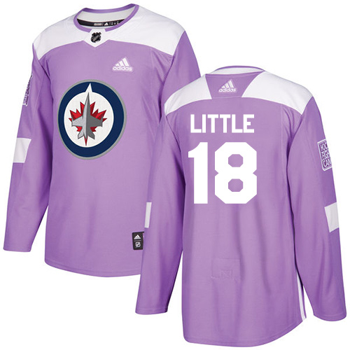 Adidas Jets #18 Bryan Little Purple Authentic Fights Cancer Stitched NHL Jersey - Click Image to Close