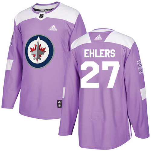 Adidas Jets #27 Nikolaj Ehlers Purple Authentic Fights Cancer Stitched NHL Jersey - Click Image to Close