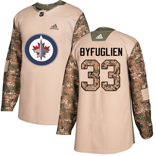 Adidas Jets #33 Dustin Byfuglien Camo Authentic 2017 Veterans Day Stitched NHL Jersey