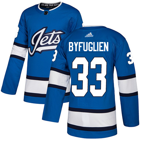 Adidas Jets #33 Dustin Byfuglien Blue Alternate Authentic Stitched NHL Jersey - Click Image to Close