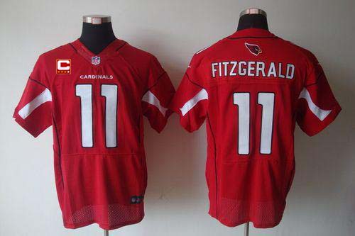 Nike Cardinals #11 Larry Fitzgerald Red Team Color With C Patch Men's Stitched NFL Elite Jersey