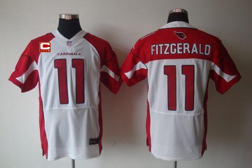 Nike Cardinals #11 Larry Fitzgerald White With C Patch Men's Stitched NFL Elite Jersey