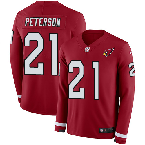 Nike Cardinals #21 Patrick Peterson Red Team Color Men's Stitched NFL Limited Therma Long Sleeve Jersey - Click Image to Close