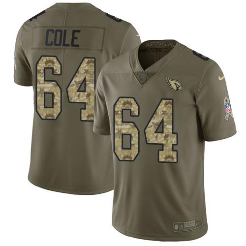 Nike Cardinals #64 Mason Cole Olive/Camo Men's Stitched NFL Limited 2017 Salute to Service Jersey - Click Image to Close