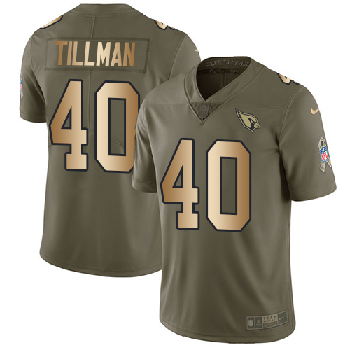 Nike Cardinals #40 Pat Tillman Olive/Gold Men's Stitched NFL Limited 2017 Salute to Service Jersey - Click Image to Close