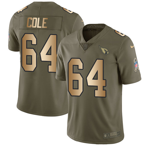 Nike Cardinals #64 Mason Cole Olive/Gold Men's Stitched NFL Limited 2017 Salute to Service Jersey