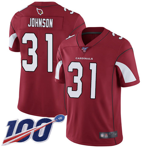 Cardinals #31 David Johnson Red Team Color Men's Stitched Football 100th Season Vapor Limited Jersey