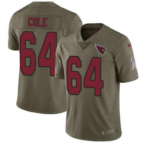 Nike Cardinals #64 Mason Cole Olive Men's Stitched NFL Limited 2017 Salute to Service Jersey