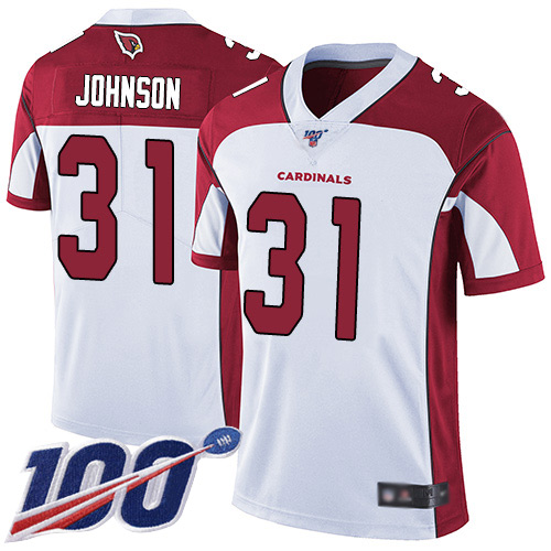 Cardinals #31 David Johnson White Men's Stitched Football 100th Season Vapor Limited Jersey - Click Image to Close