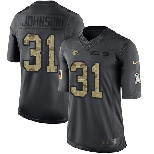 Nike Cardinals #31 David Johnson Black Men's Stitched NFL Limited 2016 Salute to Service Jersey