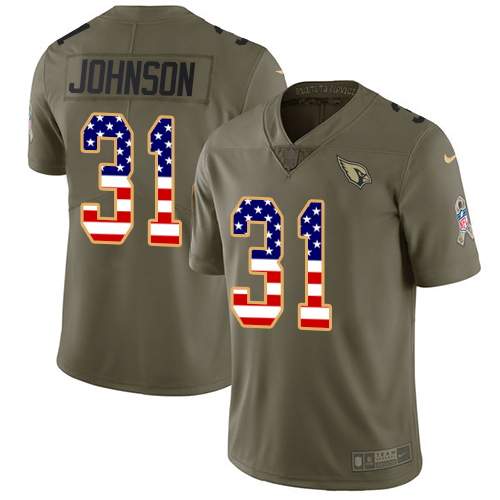 Nike Cardinals #31 David Johnson Olive/USA Flag Men's Stitched NFL Limited 2017 Salute to Service Jersey