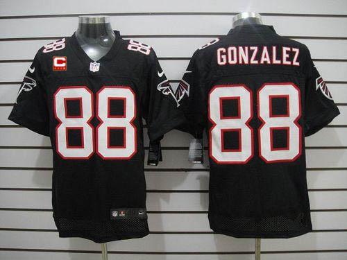 Nike Falcons #88 Tony Gonzalez Black Alternate With C Patch Men's Stitched NFL Elite Jersey