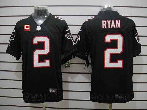 Nike Falcons #2 Matt Ryan Black Alternate With C Patch Men's Stitched NFL Elite Jersey